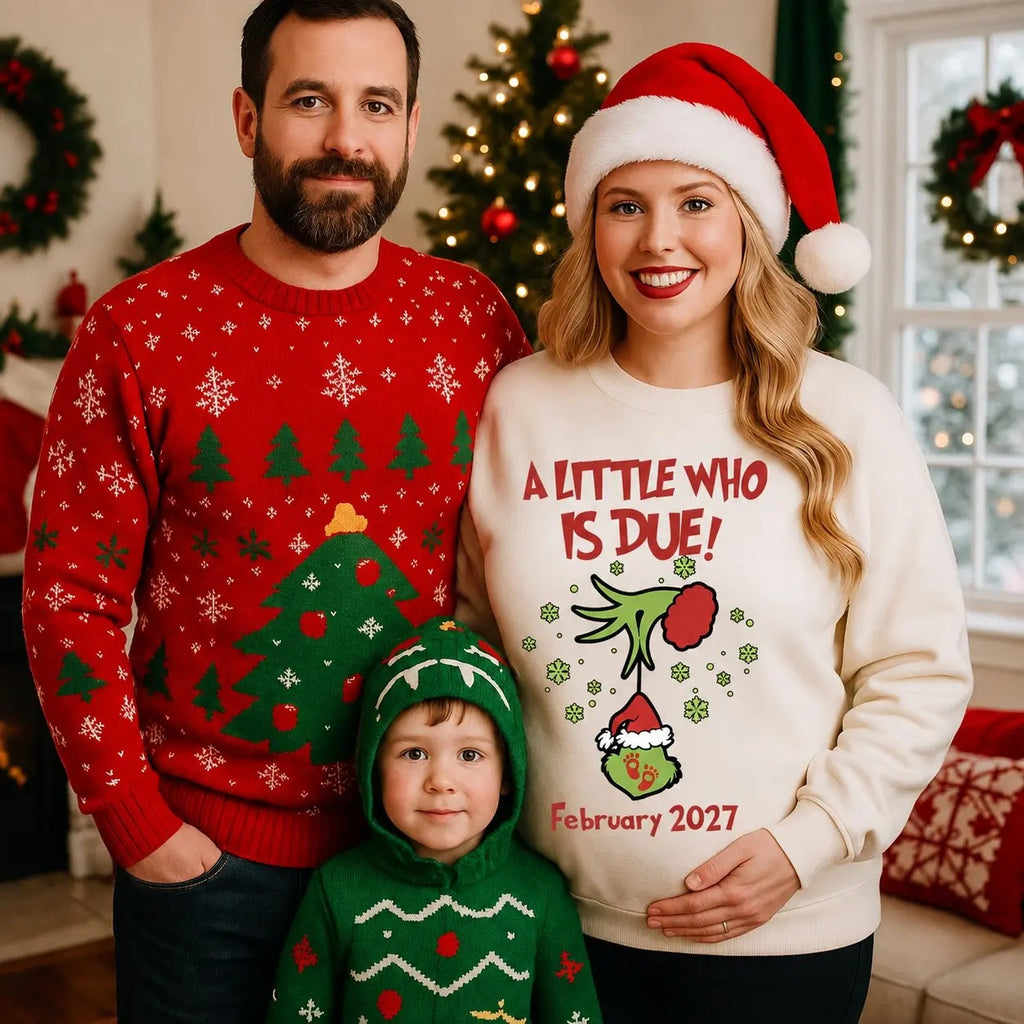 Christmas Pregnancy Announcement Sweatshirt, Christmas Pregnancy Reveal, Xmas Baby Reveal, Christmas Announcement Mom to be Maternity Shirt
