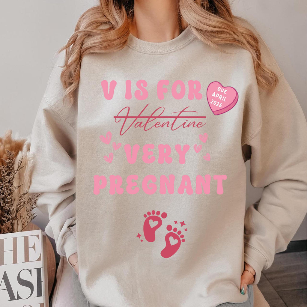 Valentine's Day Pregnancy Announcement Sweatshirt, Valentine Pregnant Sweatshirt, Gift For Expecting Mom 2026