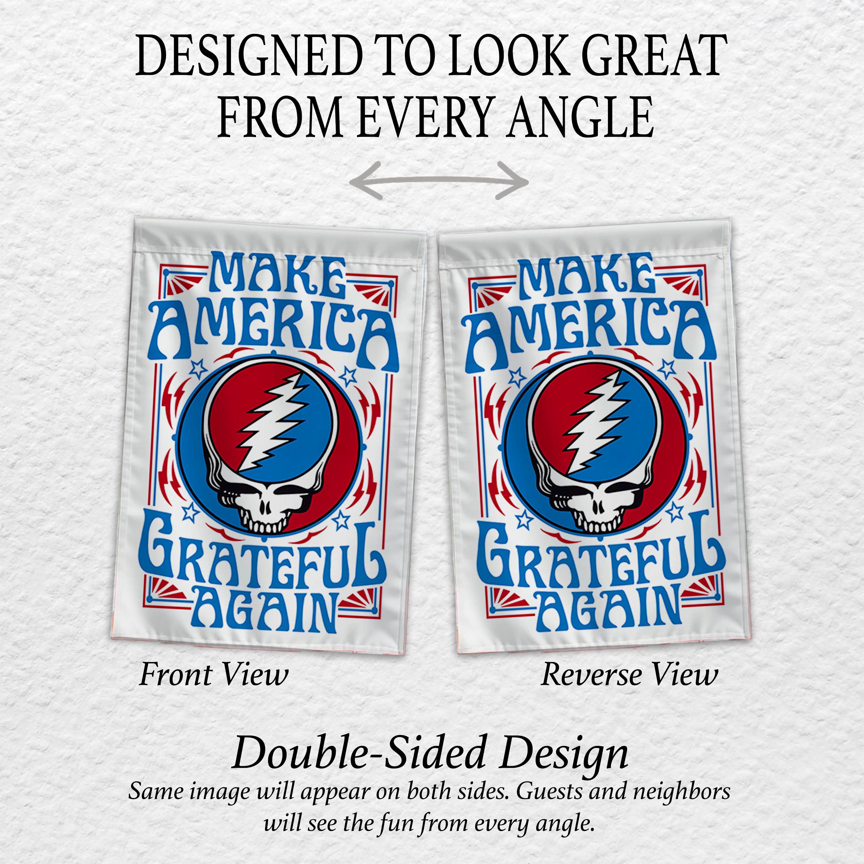 Make America Grateful Again Garden Flag (12x18inch): Patriotic Hippie Decor