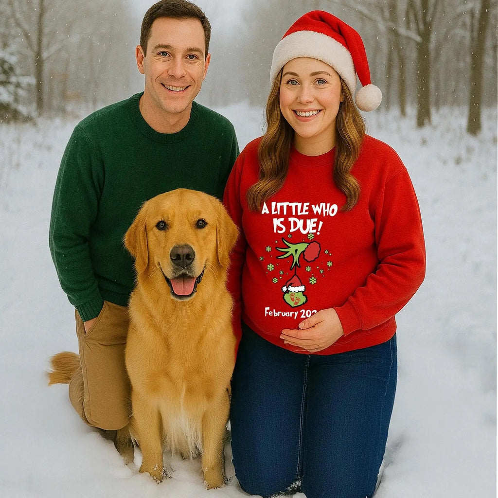 Christmas Pregnancy Announcement Sweatshirt, Christmas Pregnancy Reveal, Xmas Baby Reveal, Christmas Announcement Mom to be Maternity Shirt