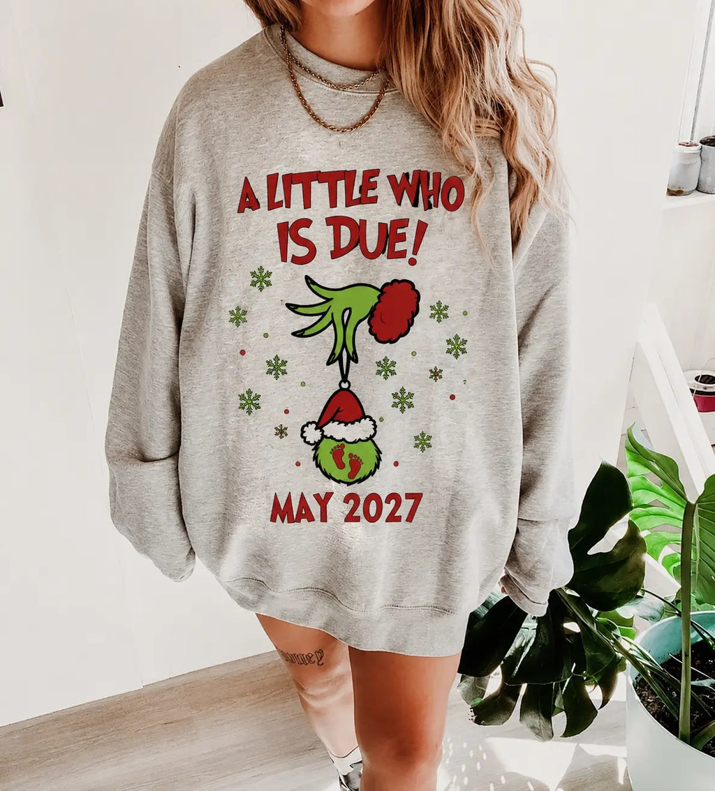 Christmas Pregnancy Announcement Sweatshirt, Christmas Pregnancy Reveal, Xmas Baby Reveal, Christmas Announcement Mom to be Maternity Shirt