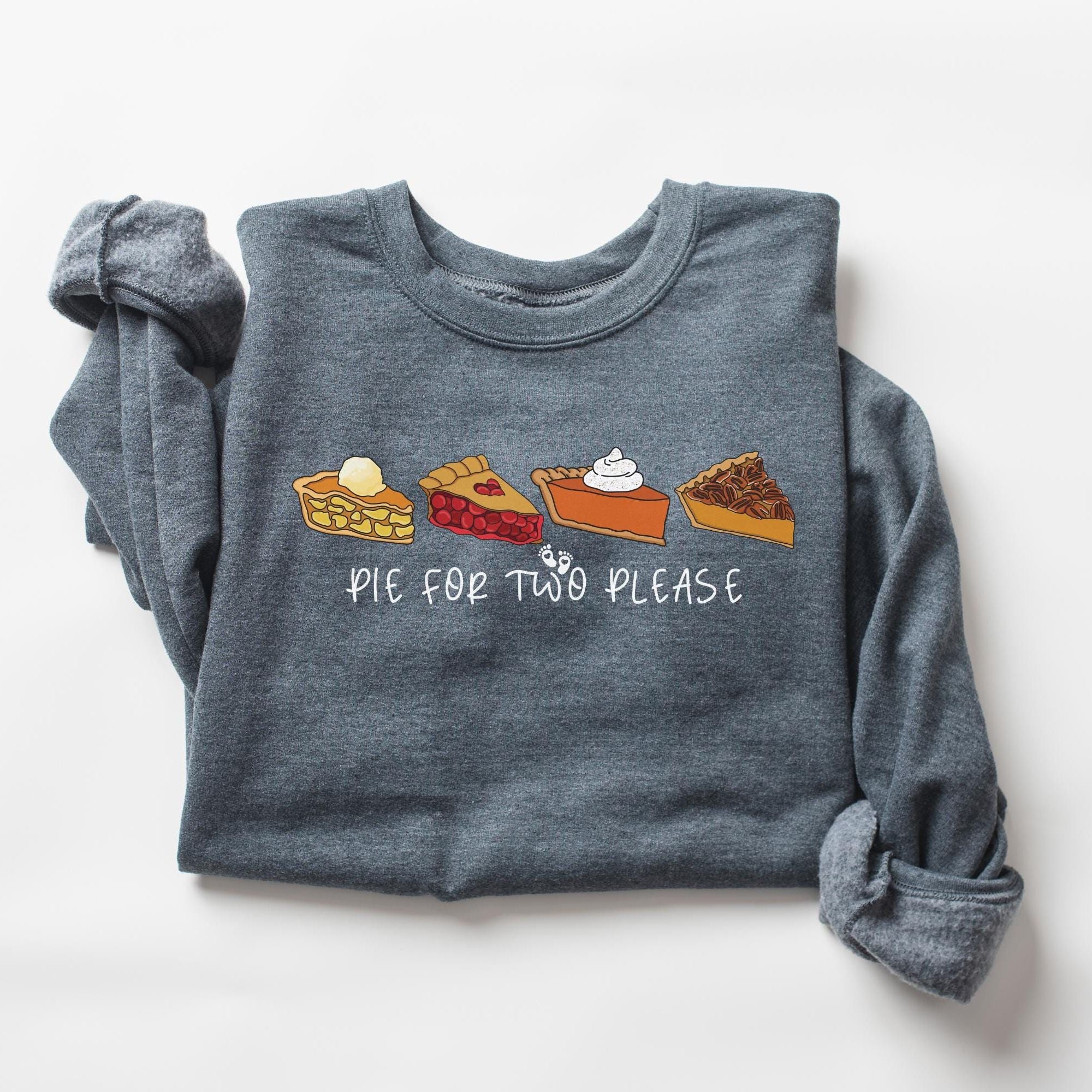 Pie For Two Please Thanksgiving Pregnancy Sweatshirt – Baby Reveal Fall Maternity Crewneck, Funny Pregnant Mom Shirt