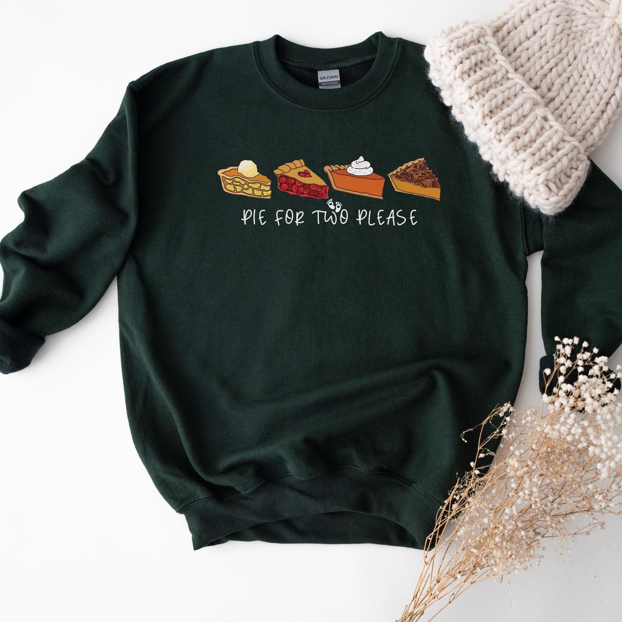 Pie For Two Please Thanksgiving Pregnancy Sweatshirt – Baby Reveal Fall Maternity Crewneck, Funny Pregnant Mom Shirt