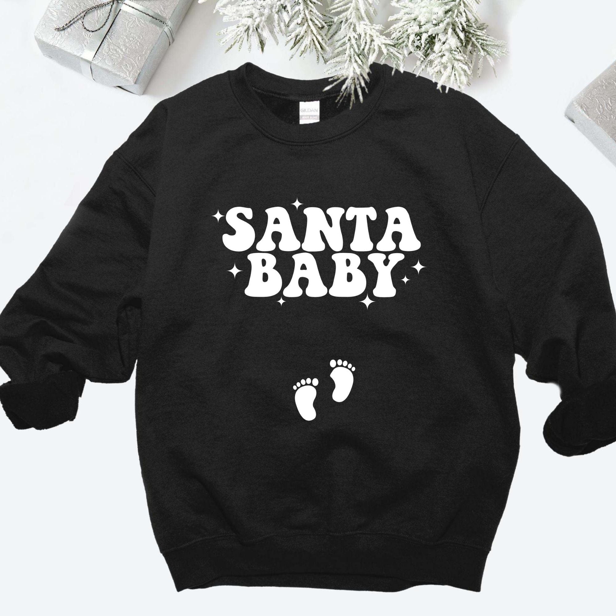 Santa Baby Sweatshirt – Christmas Maternity Pregnancy Announcement Sweater, Holiday Maternity Shirt