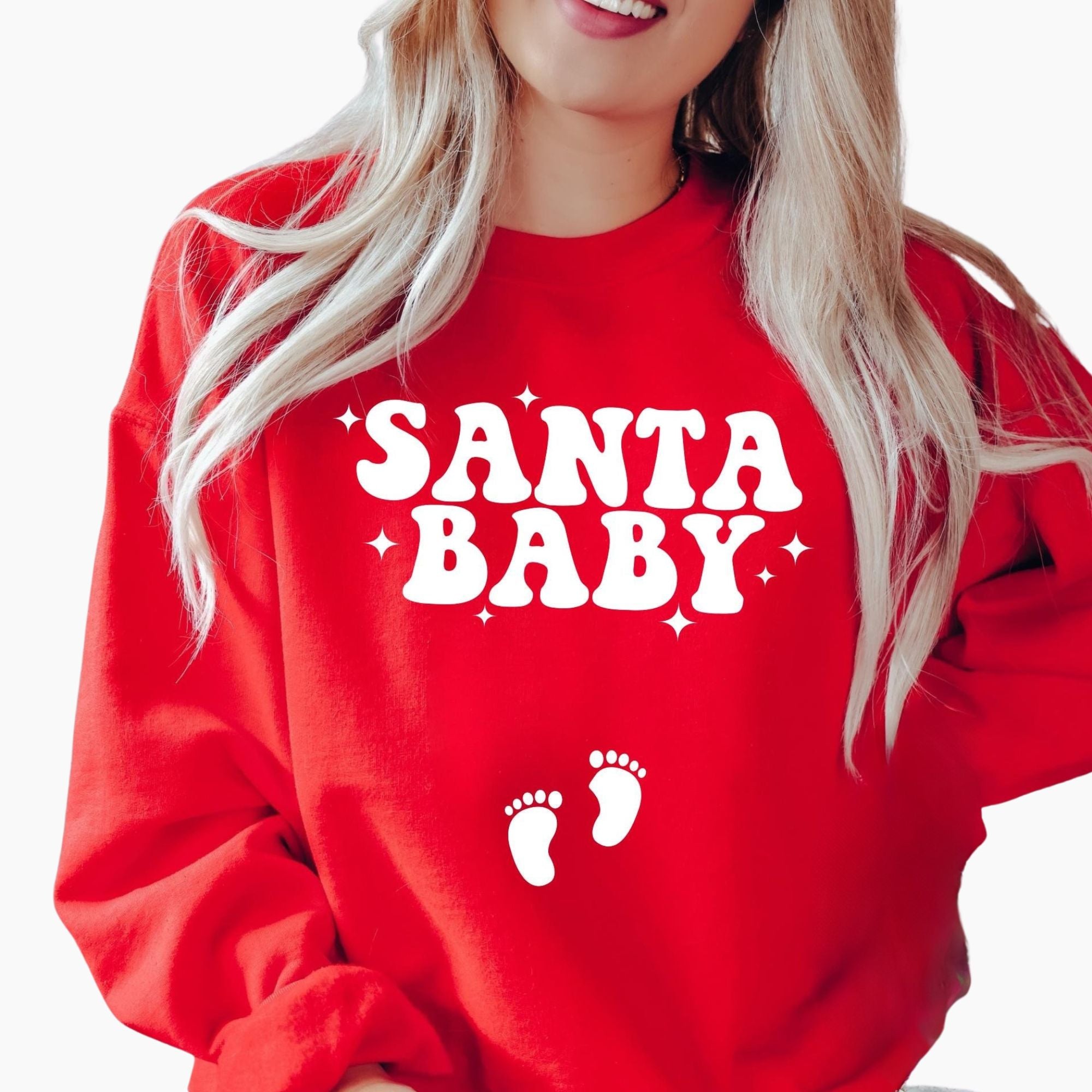 Santa Baby Sweatshirt – Christmas Maternity Pregnancy Announcement Sweater, Holiday Maternity Shirt