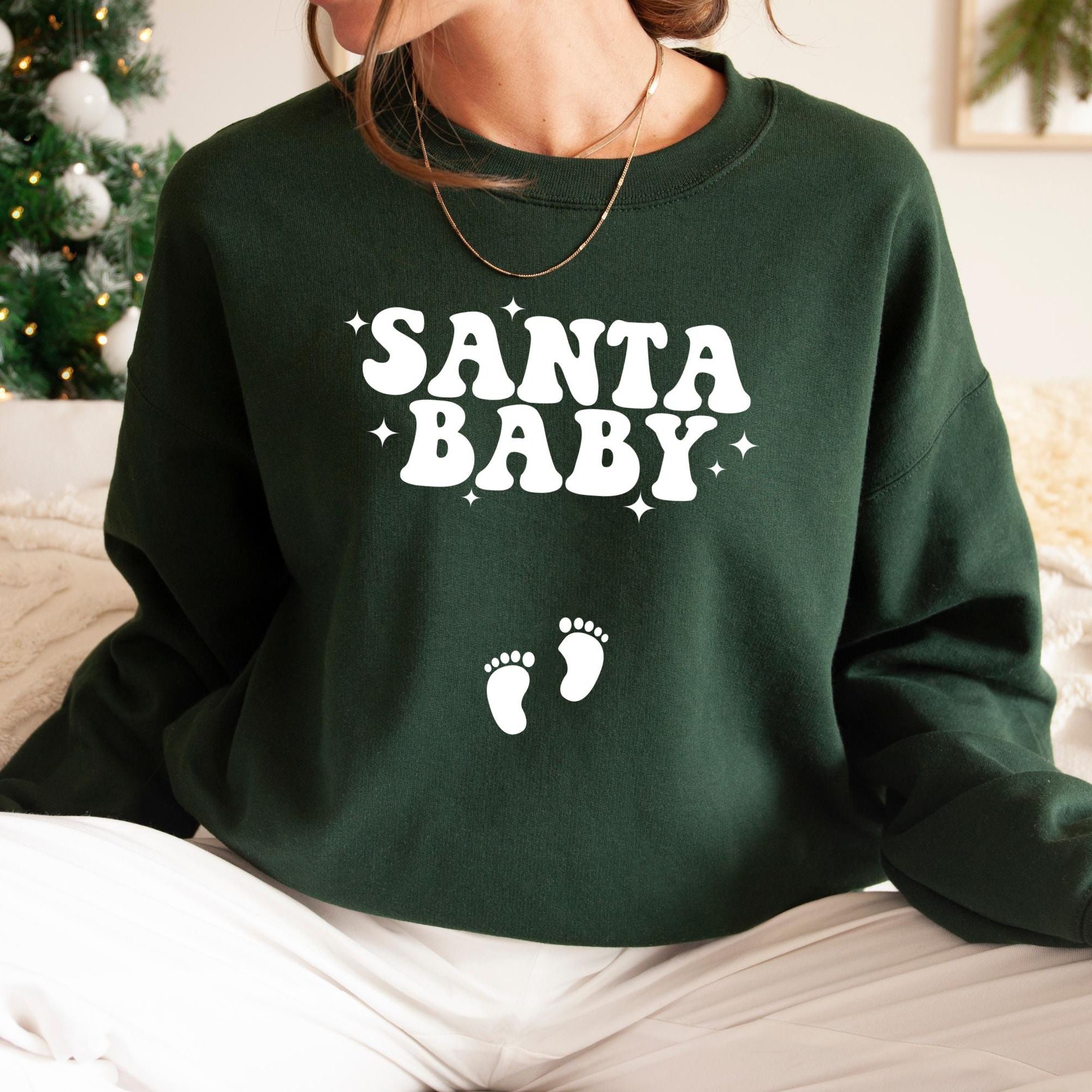 Santa Baby Sweatshirt – Christmas Maternity Pregnancy Announcement Sweater, Holiday Maternity Shirt