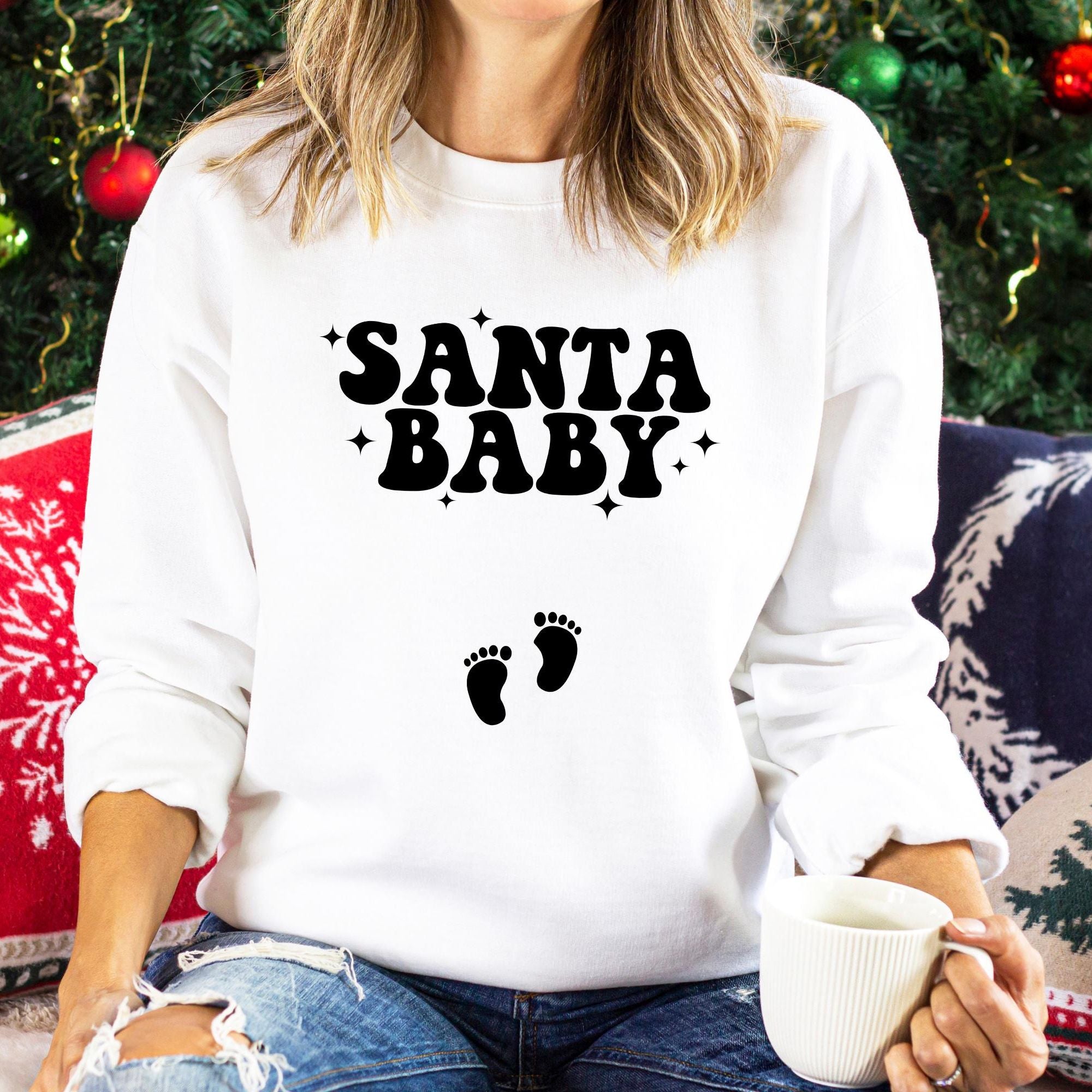 Santa Baby Sweatshirt – Christmas Maternity Pregnancy Announcement Sweater, Holiday Maternity Shirt