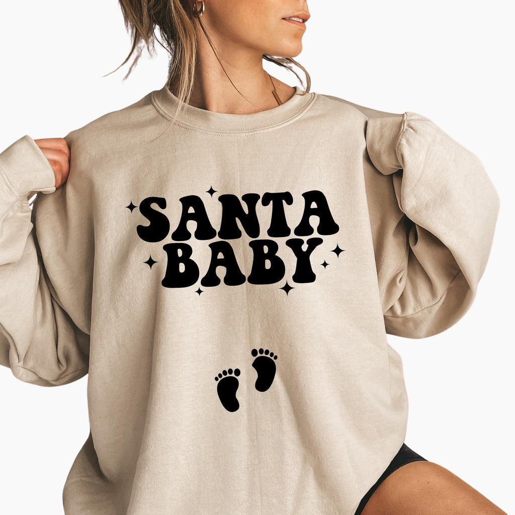Santa Baby Sweatshirt – Christmas Maternity Pregnancy Announcement Sweater, Holiday Maternity Shirt