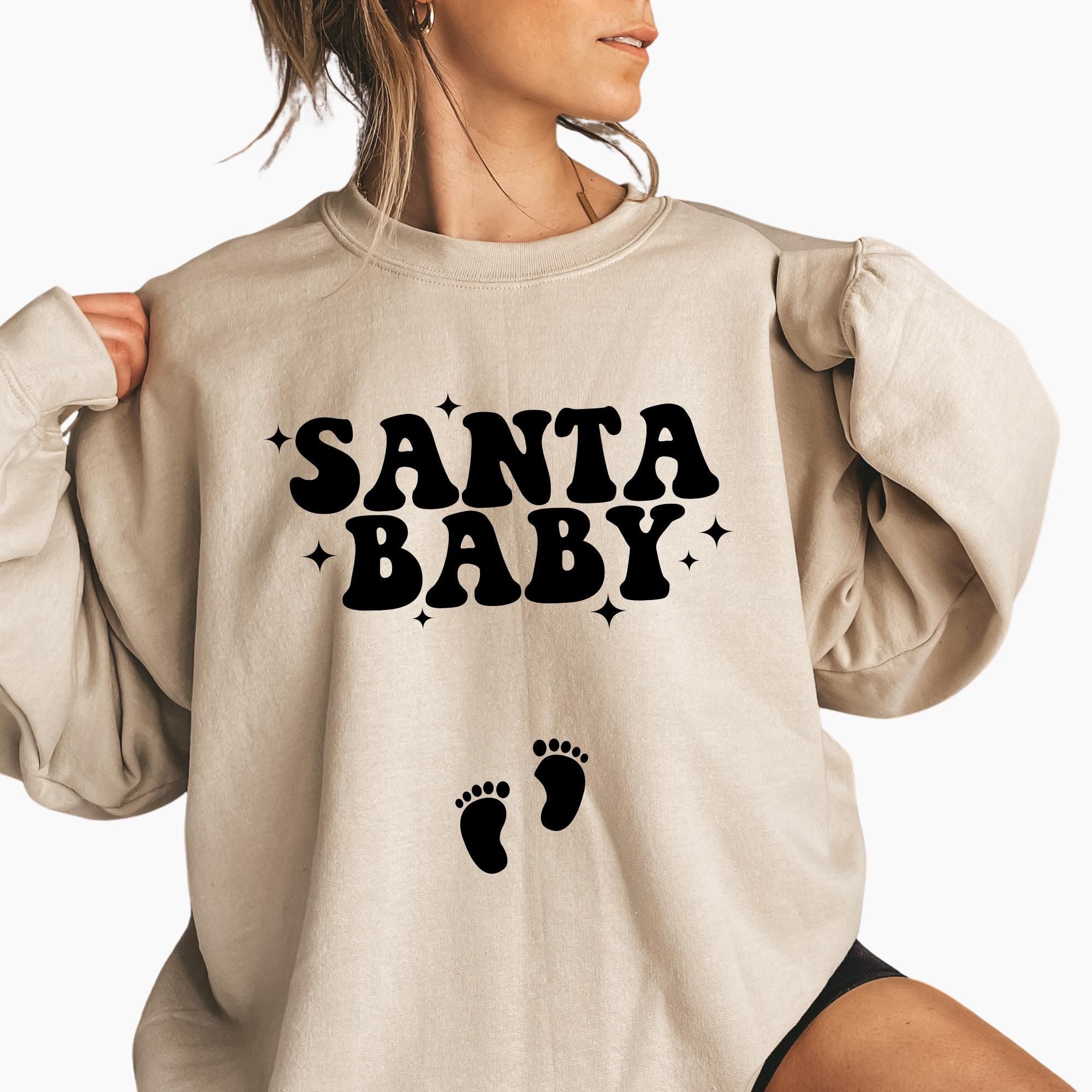 Santa Baby Sweatshirt – Christmas Maternity Pregnancy Announcement Sweater, Holiday Maternity Shirt